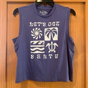 Salt Life Women’s Let’s Get Salty Steel Blue SLX DriFit Crop Muscle Shirt NWT S